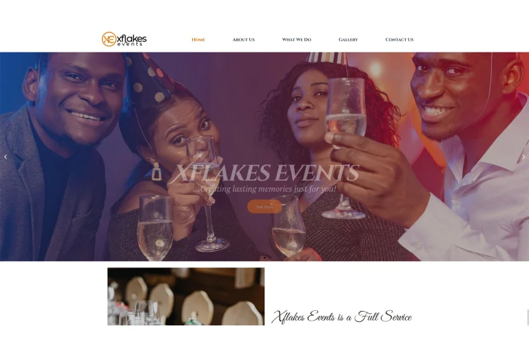 Event management landing page of beautiful people partying, designed by the creative media team