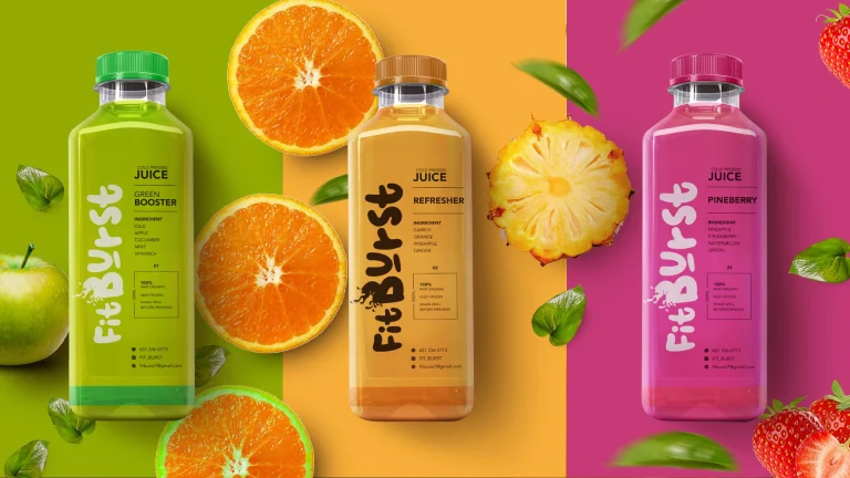 Brand identity designed by the creative media for a fruit juice brand